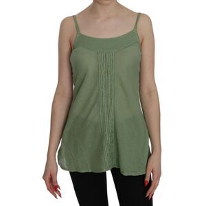 PINK MEMORIES Sleeveless Cotton Tank Top Women Green Tops & T-Shirts